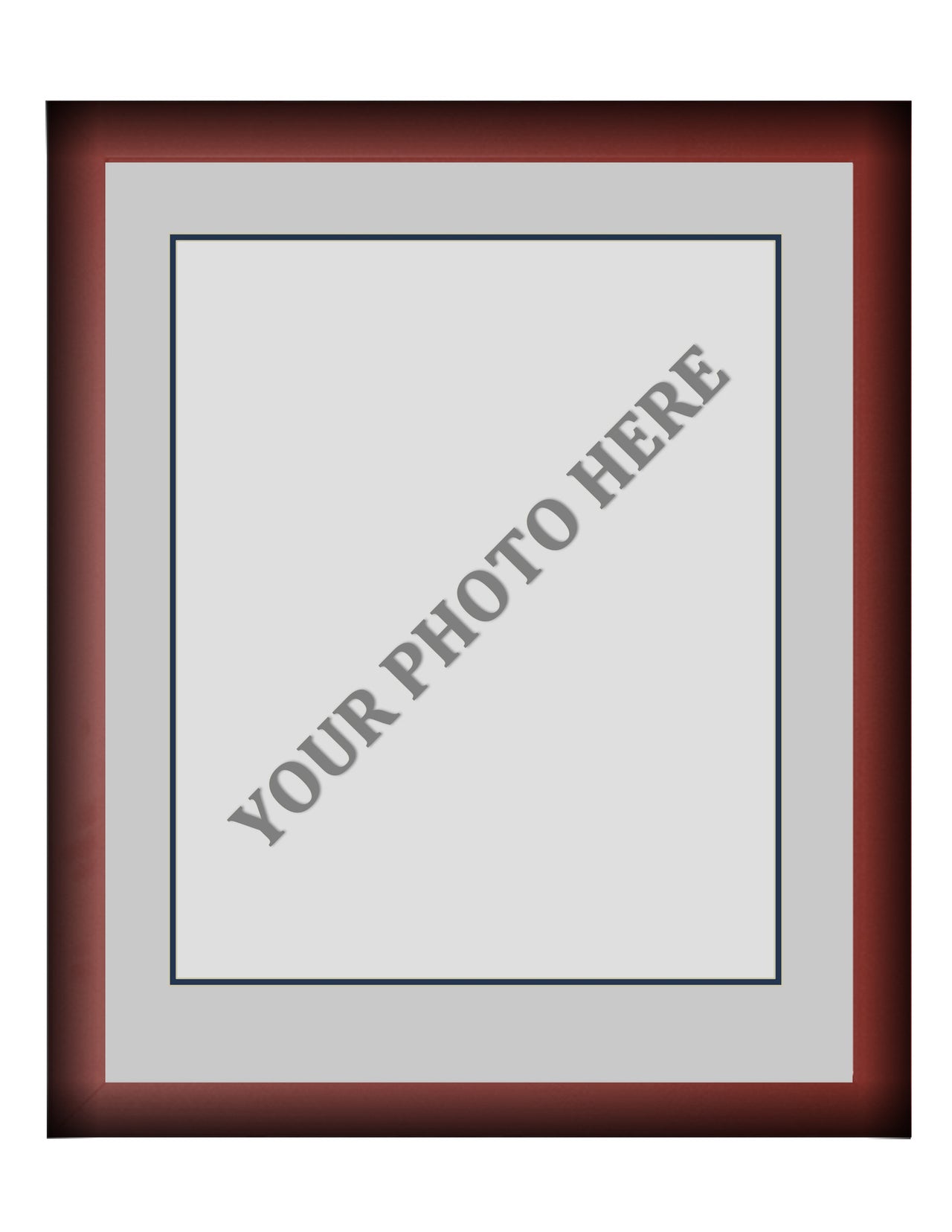Frame Kit - Cherry Wood Frame | Silver Matting | Dark Blue Trim - Dynasty Sports & Framing 