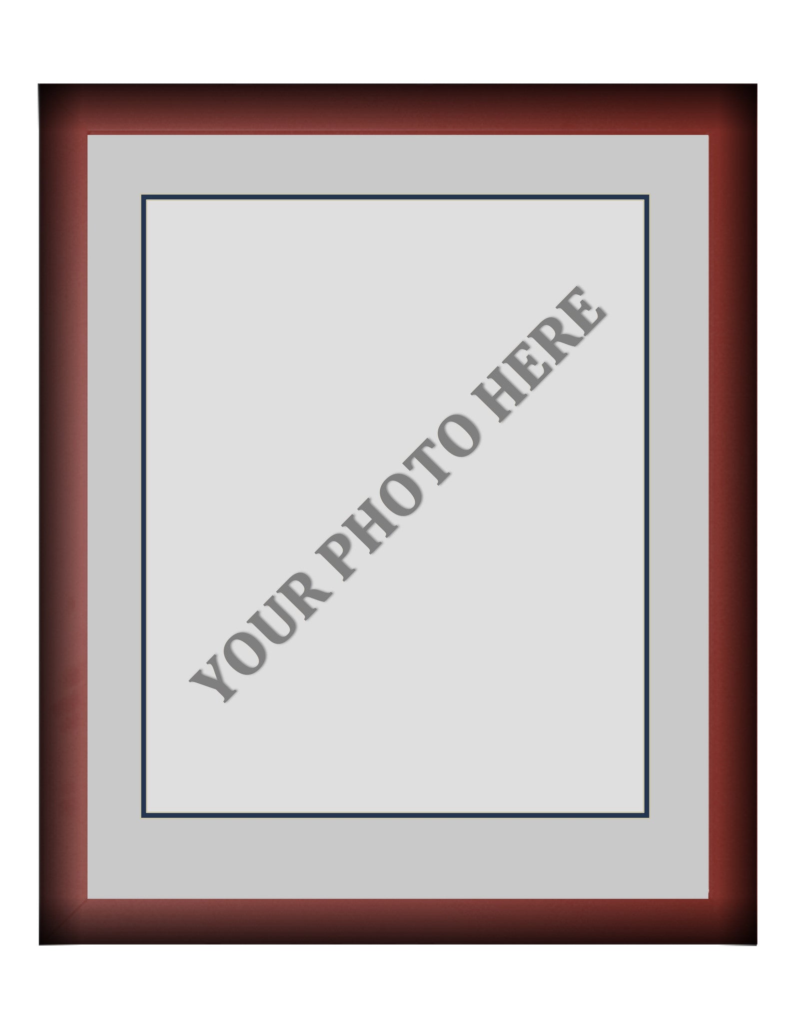 Frame Kit - Cherry Wood Frame | Silver Matting | Dark Blue Trim - Dynasty Sports & Framing 