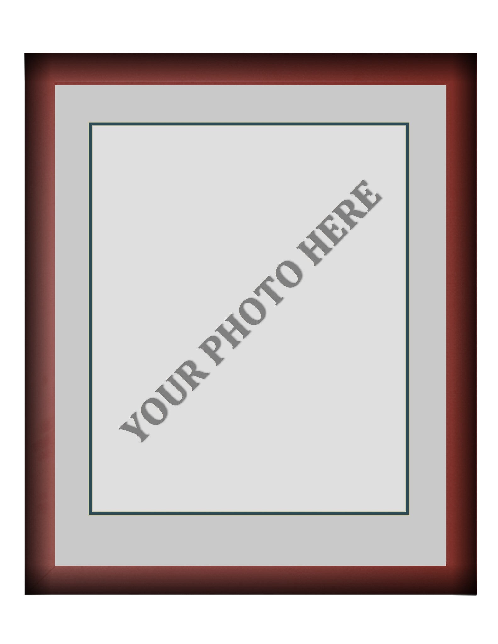 Frame Kit - Cherry Wood Frame | Silver Matting | Dark Green Trim - Dynasty Sports & Framing 