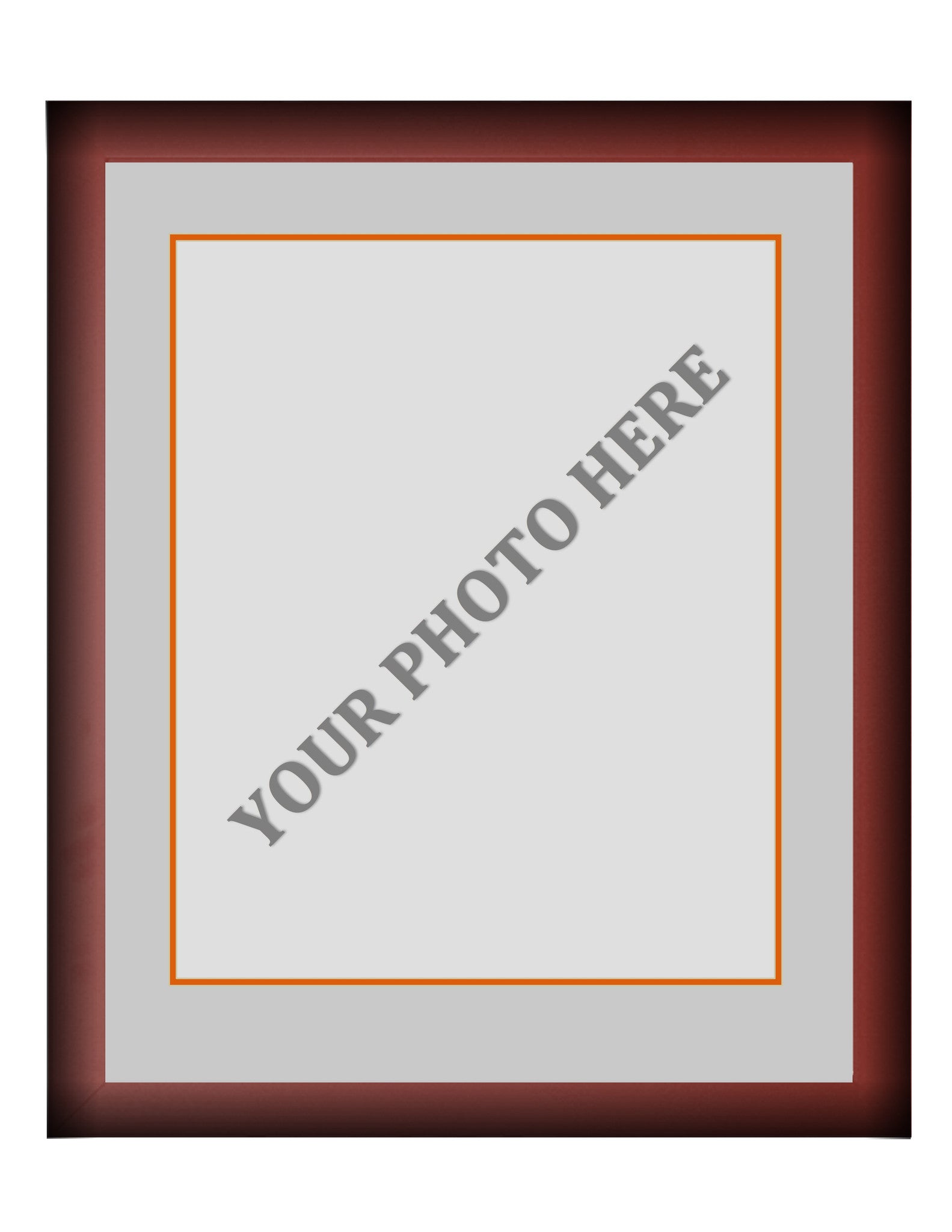 Frame Kit - Cherry Wood Frame | Silver Matting | Orange Trim - Dynasty Sports & Framing 