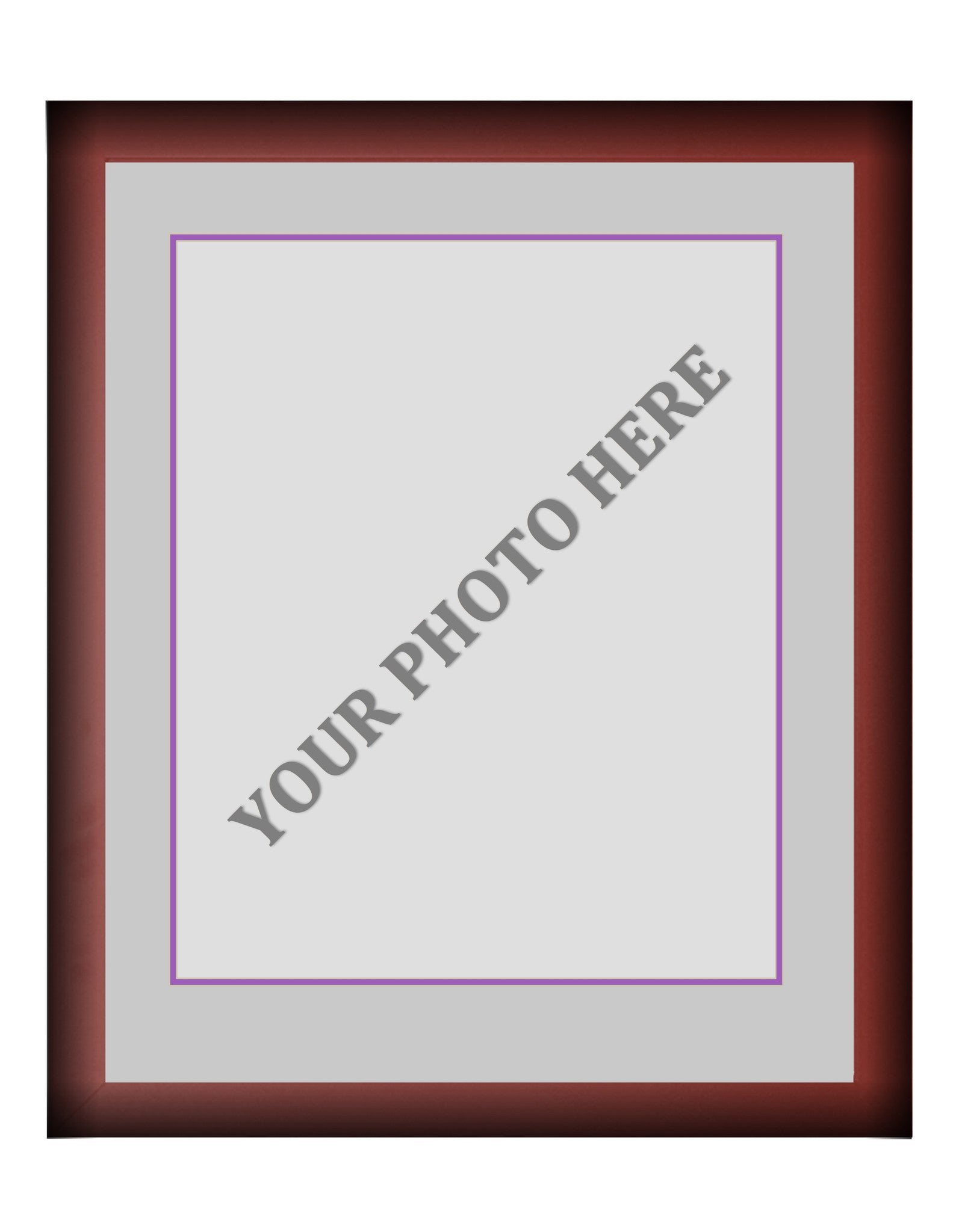 Frame Kit - Cherry Wood Frame | Silver Matting | Purple Trim - Dynasty Sports & Framing 