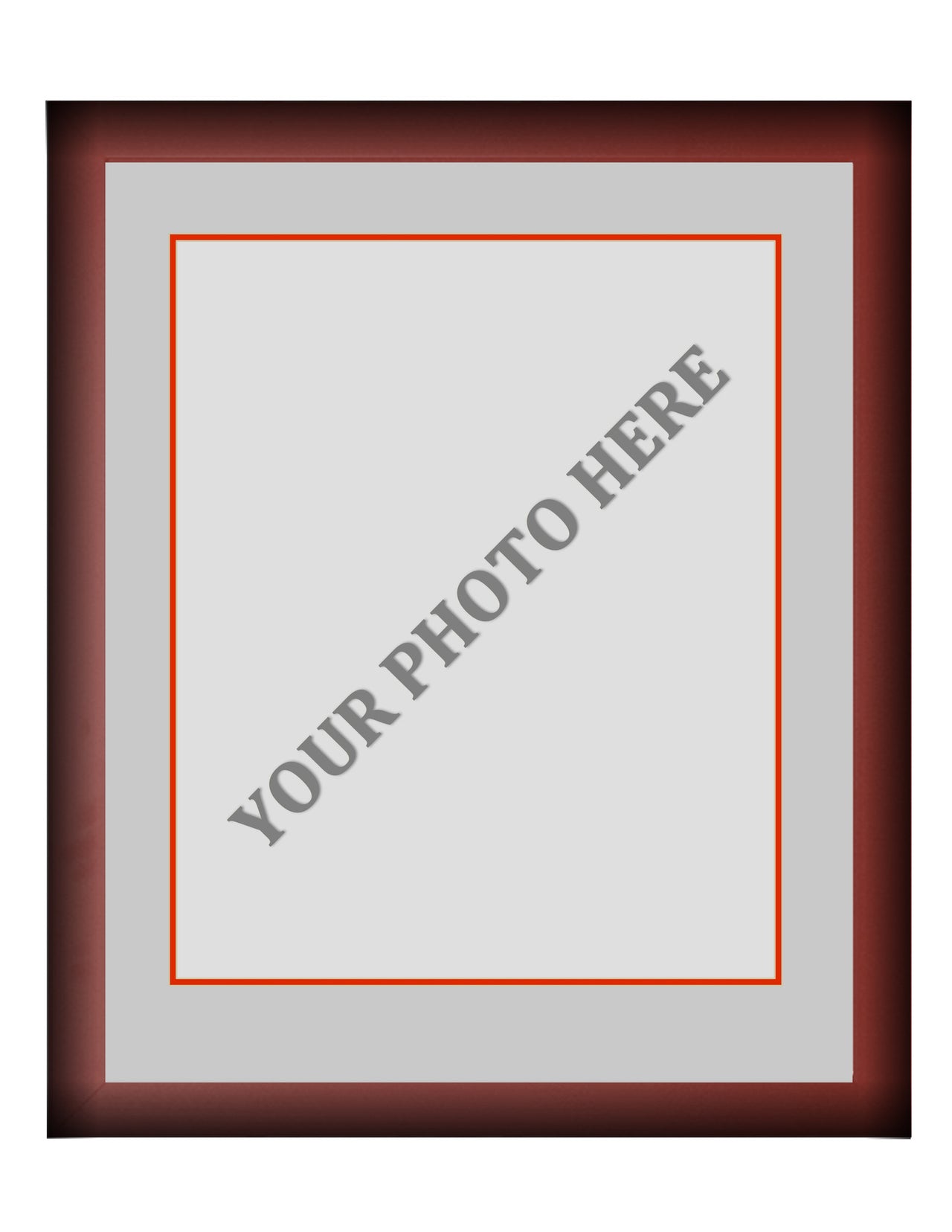 Frame Kit - Cherry Wood Frame | Silver Matting | Red Trim - Dynasty Sports & Framing 