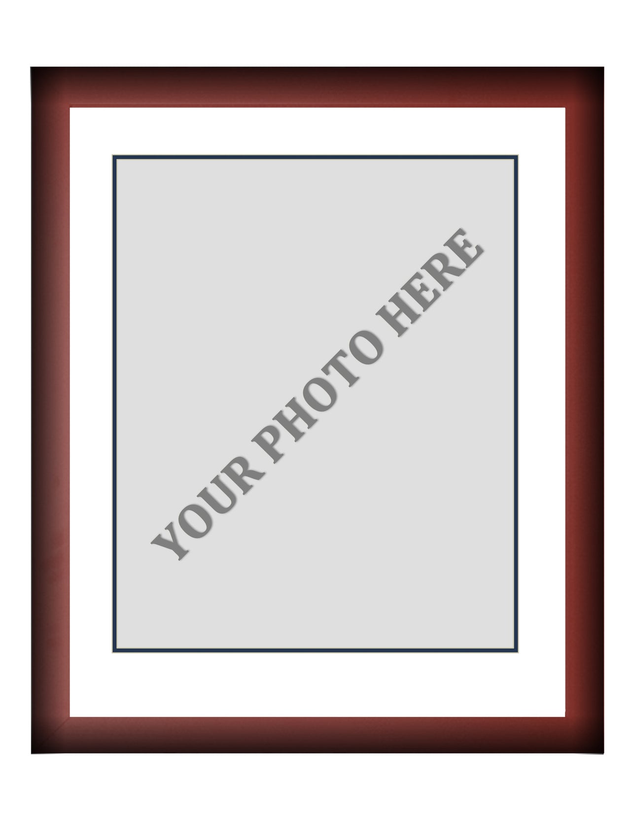 Frame Kit - Cherry Wood Frame | White Matting | Dark Blue Trim - Dynasty Sports & Framing 