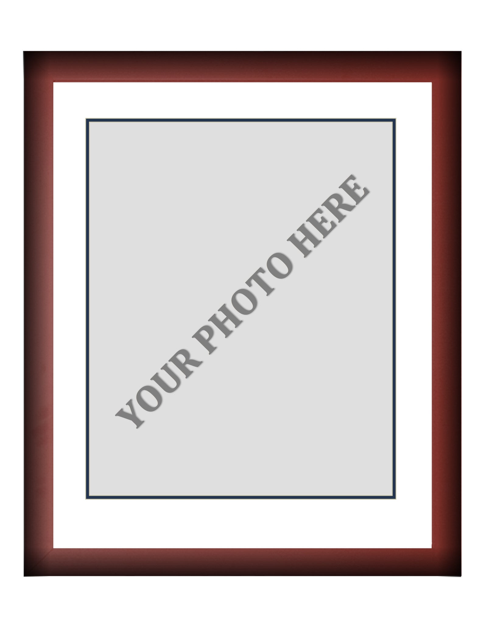 Frame Kit - Cherry Wood Frame | White Matting | Dark Blue Trim - Dynasty Sports & Framing 