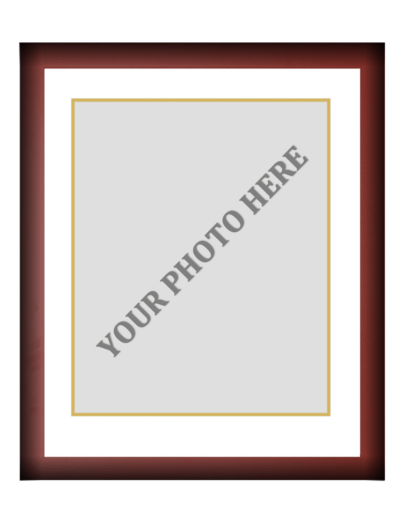 Frame Kit - Cherry Wood Frame | White Matting | Gold Trim - Dynasty Sports & Framing 