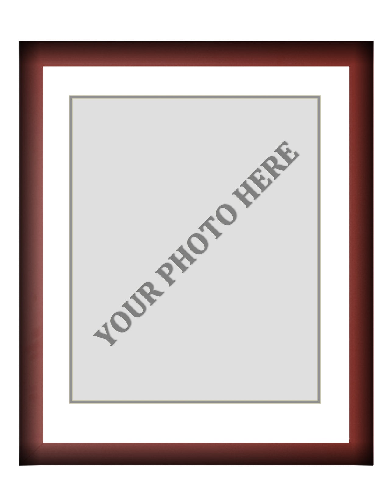 Frame Kit - Cherry Wood Frame | White Matting | Gray Trim - Dynasty Sports & Framing 
