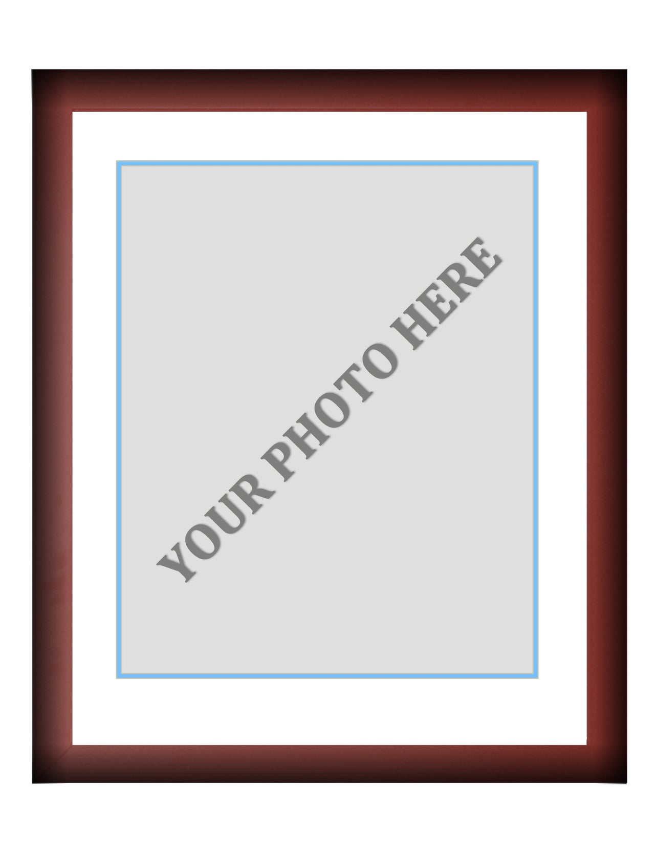 Frame Kit - Cherry Wood Frame | White Matting | Light Blue Trim - Dynasty Sports & Framing 
