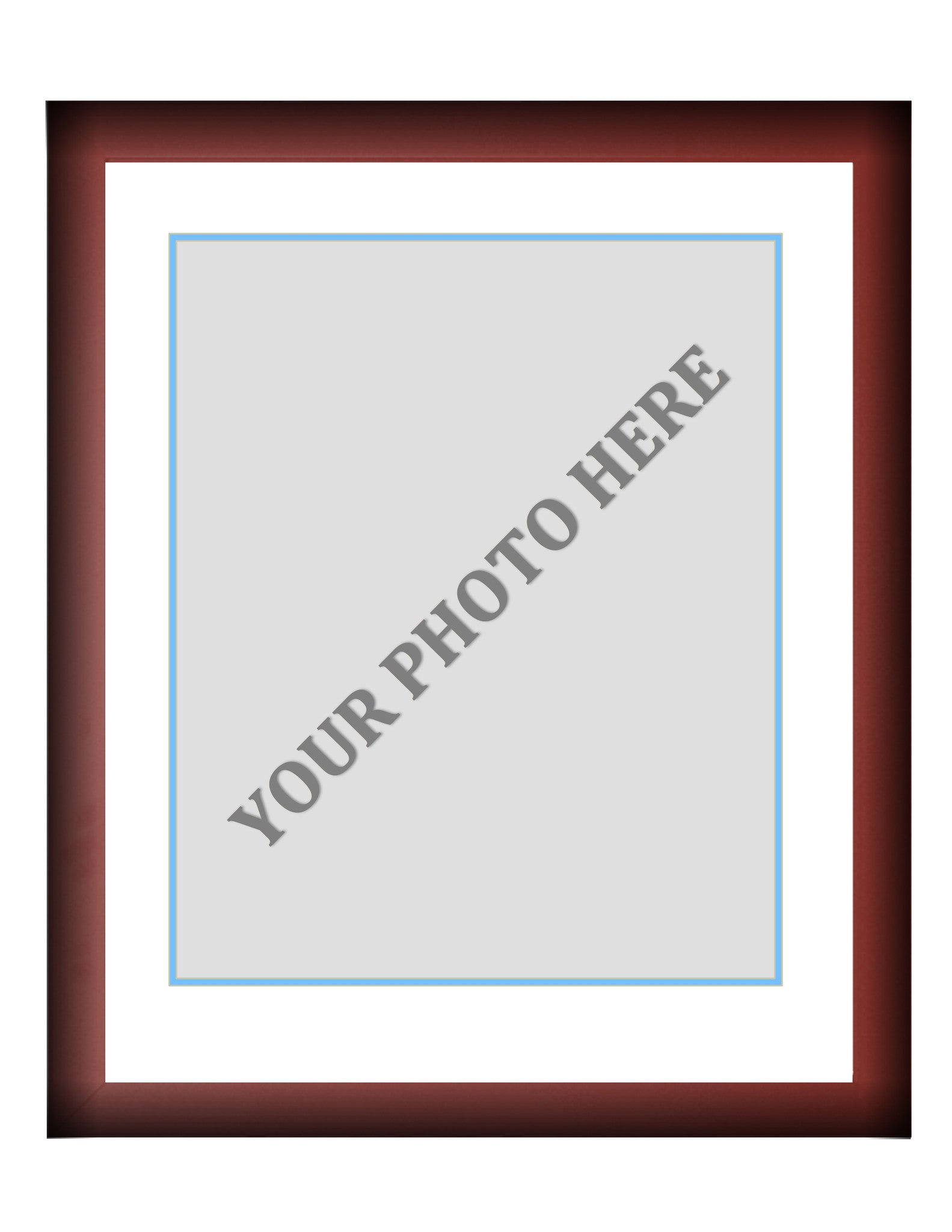 Frame Kit - Cherry Wood Frame | White Matting | Light Blue Trim - Dynasty Sports & Framing 