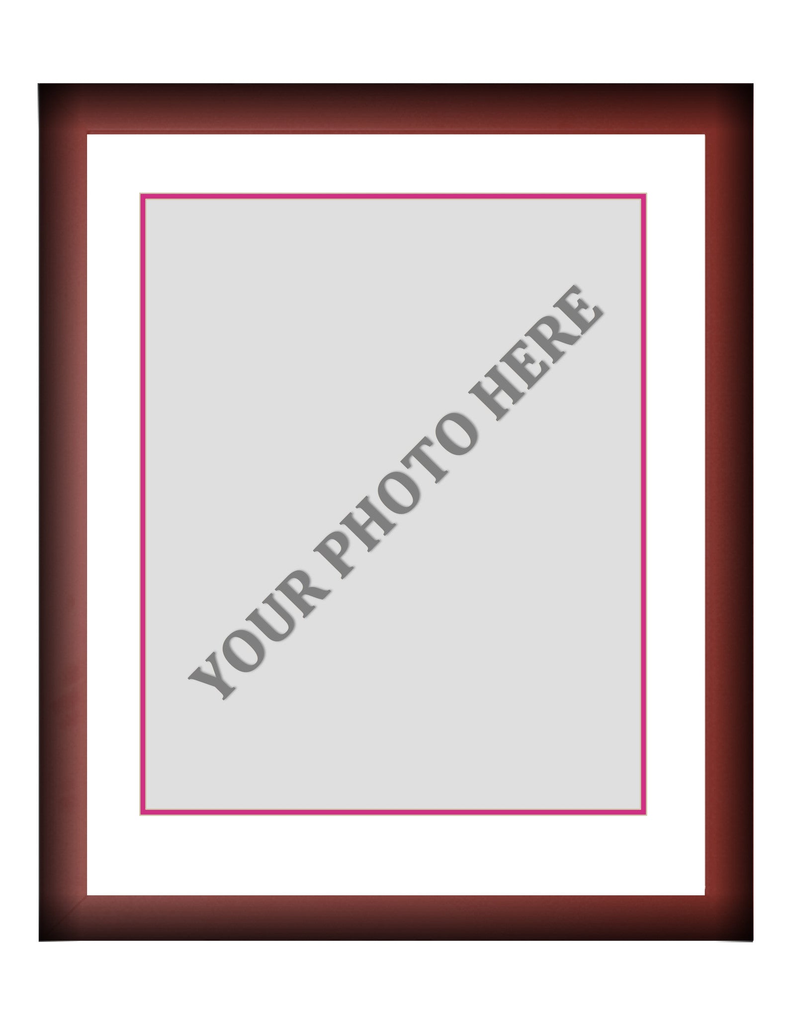 Frame Kit - Cherry Wood Frame | White Matting | Pink Trim - Dynasty Sports & Framing 