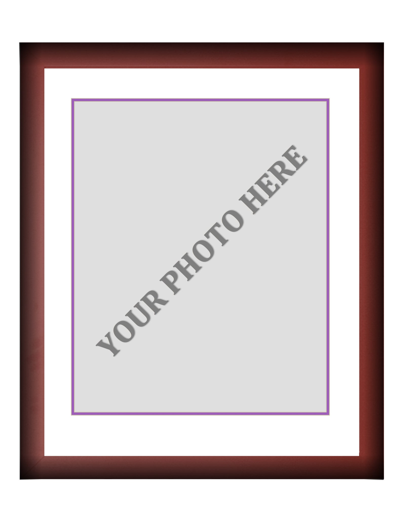 Frame Kit - Cherry Wood Frame | White Matting | Purple Trim - Dynasty Sports & Framing 