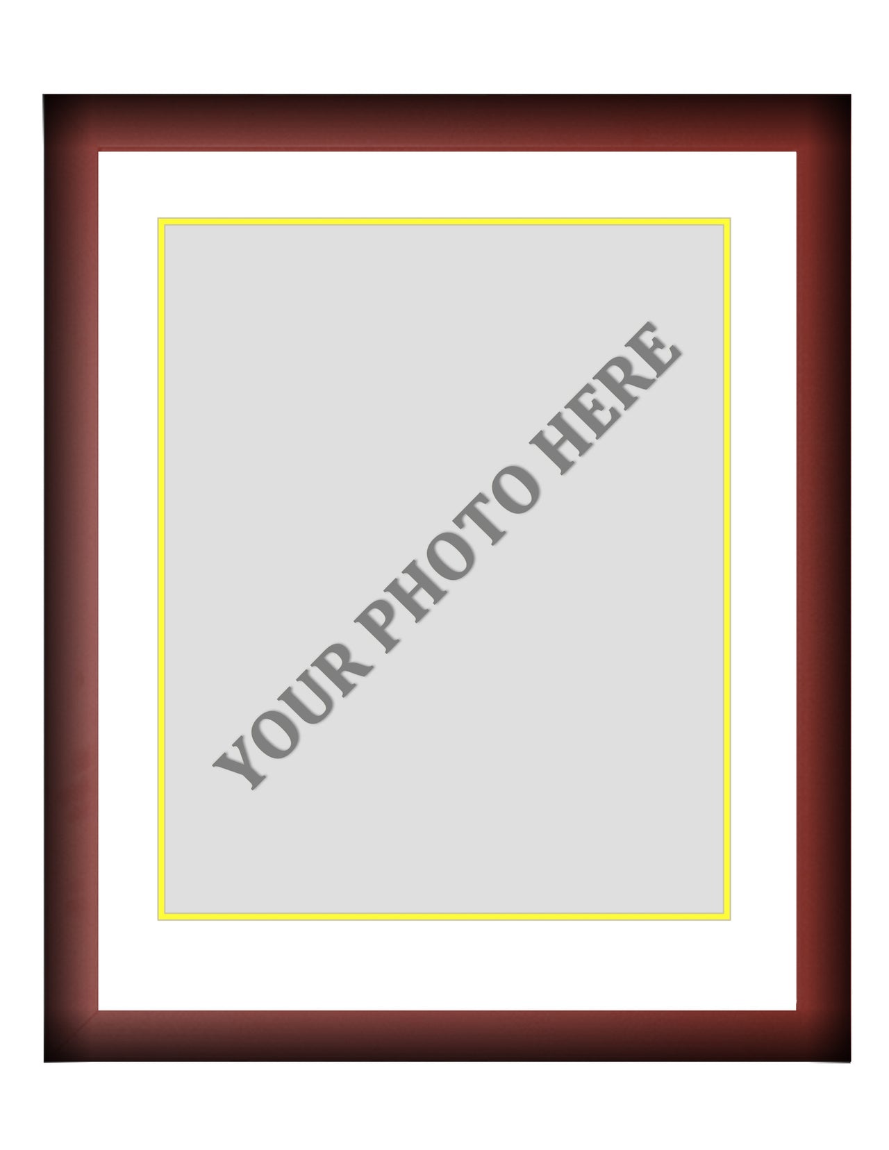 Frame Kit - Cherry Wood Frame | White Matting | Yellow Trim - Dynasty Sports & Framing 