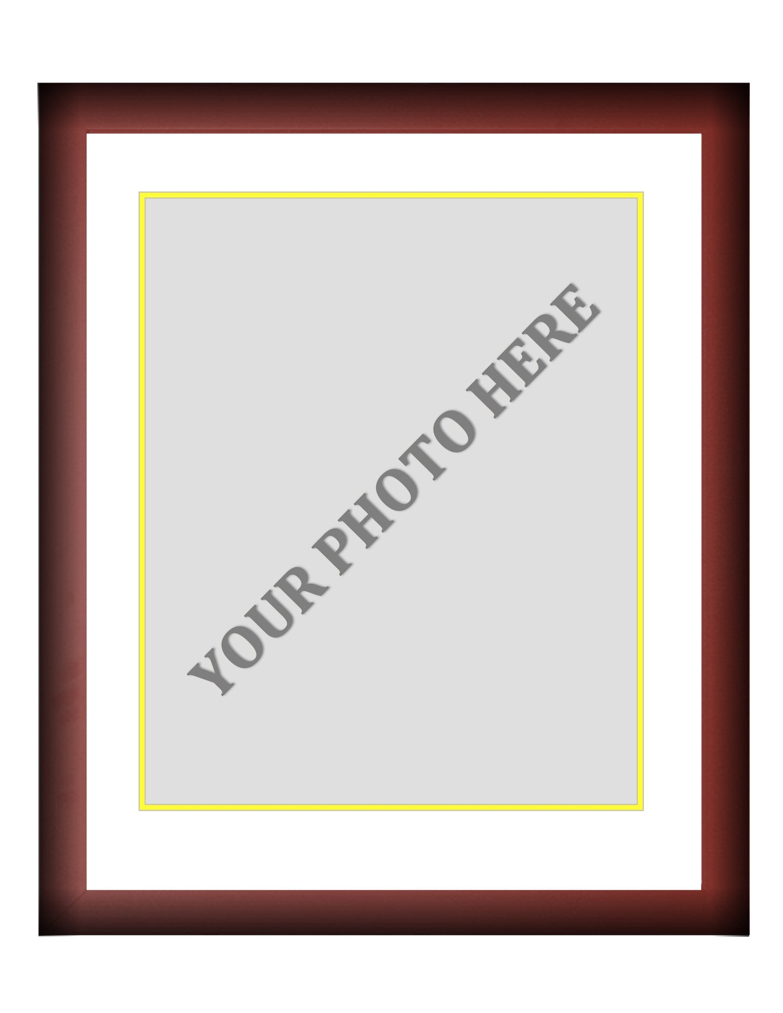 Frame Kit - Cherry Wood Frame | White Matting | Yellow Trim - Dynasty Sports & Framing 