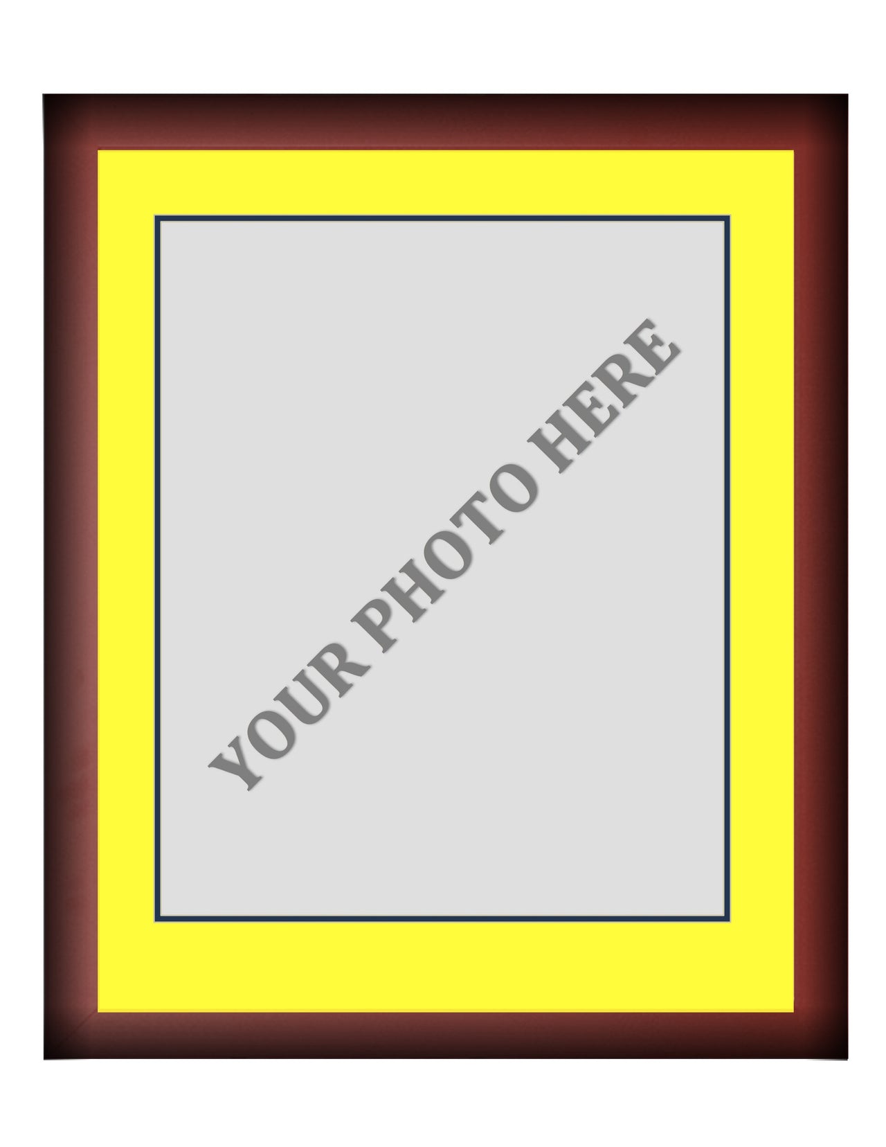 Frame Kit - Cherry Wood Frame | Yellow Matting | Dark Blue Trim - Dynasty Sports & Framing 