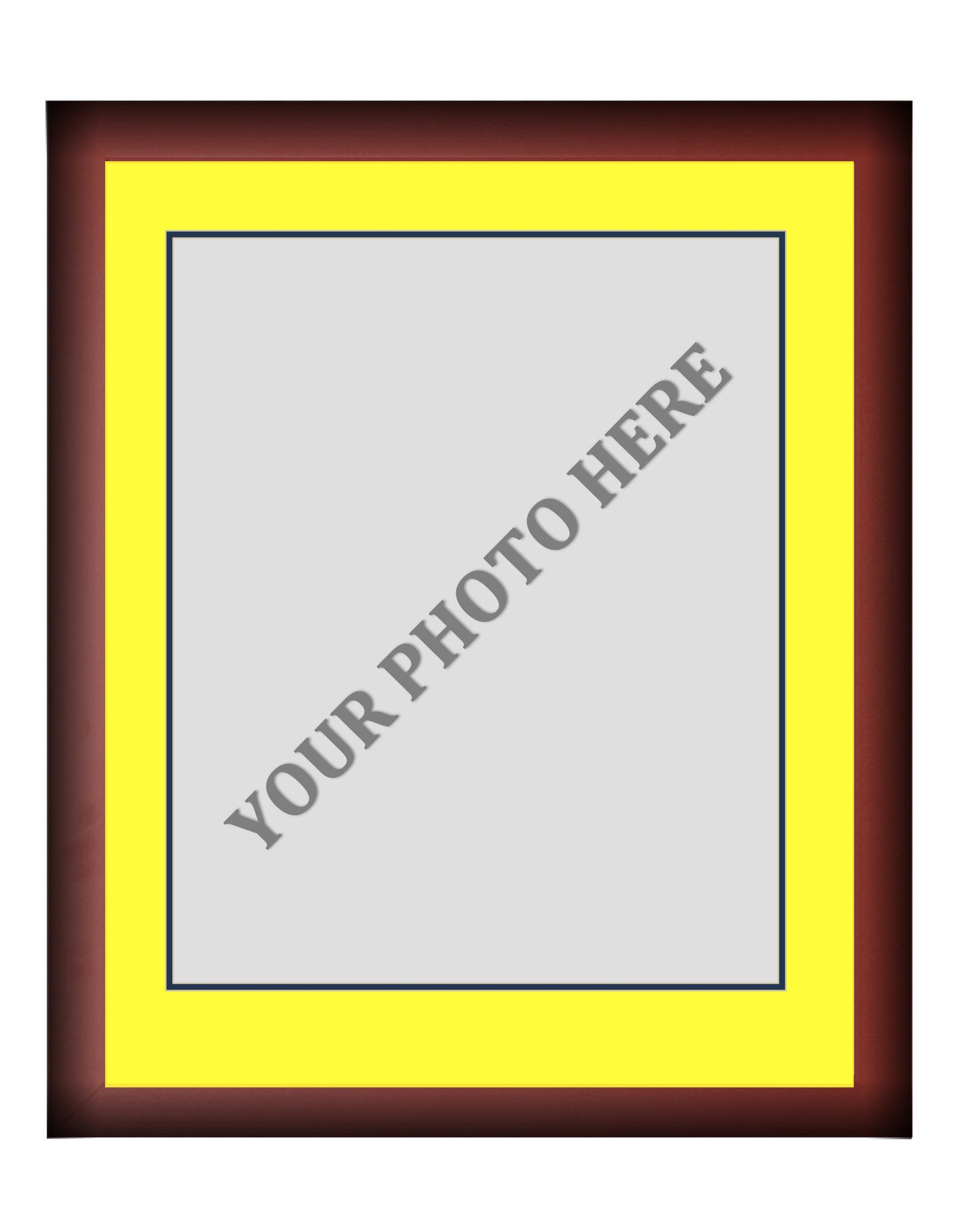 Frame Kit - Cherry Wood Frame | Yellow Matting | Dark Blue Trim - Dynasty Sports & Framing 
