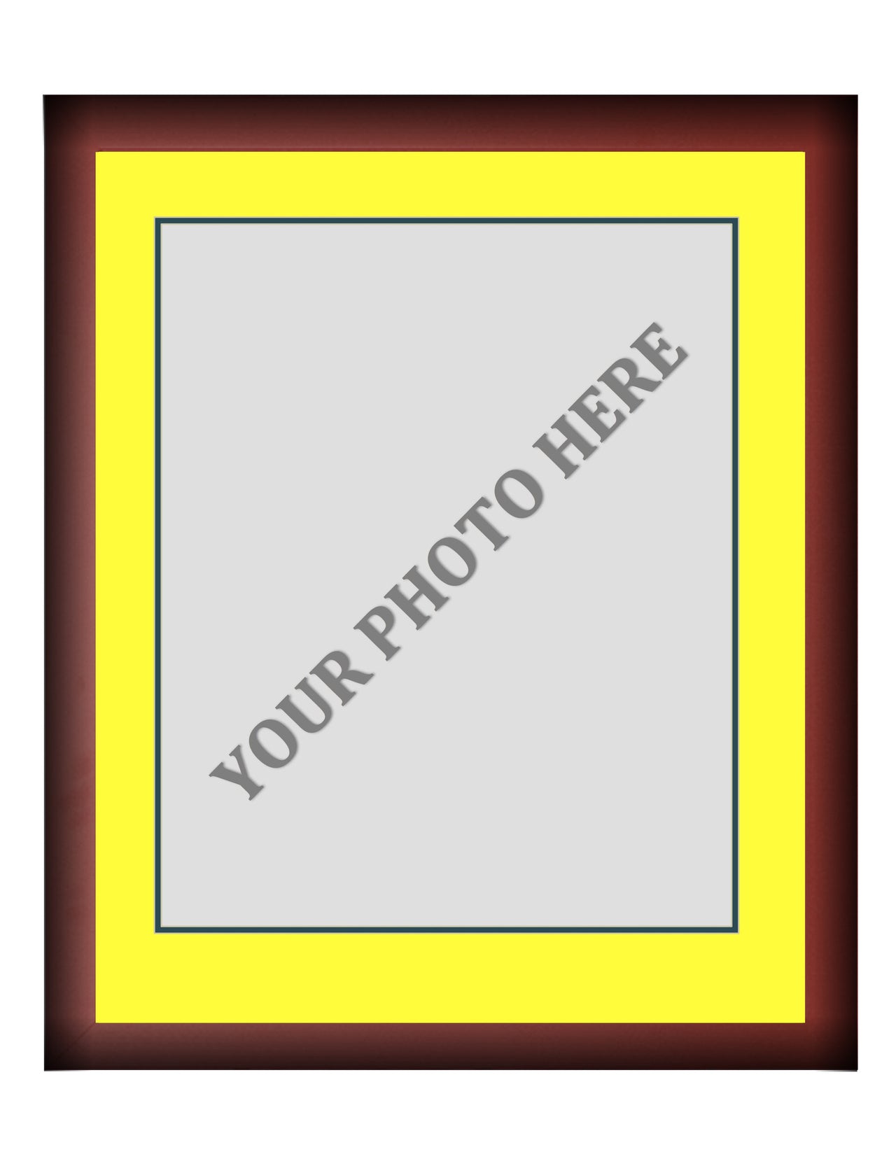 Frame Kit - Cherry Wood Frame | Yellow Matting | Dark Green Trim - Dynasty Sports & Framing 