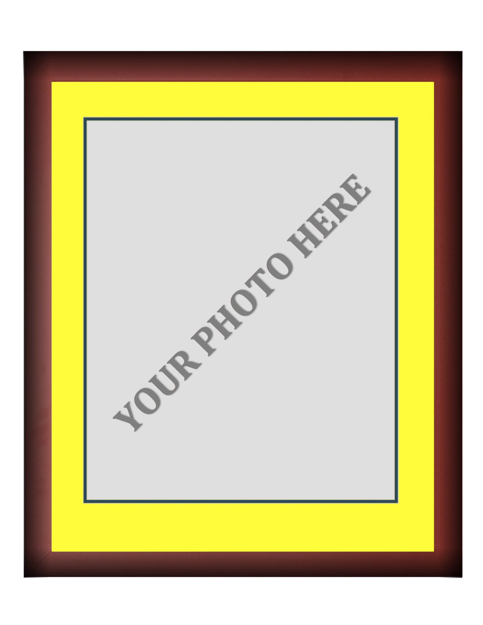 Frame Kit - Cherry Wood Frame | Yellow Matting | Dark Green Trim - Dynasty Sports & Framing 