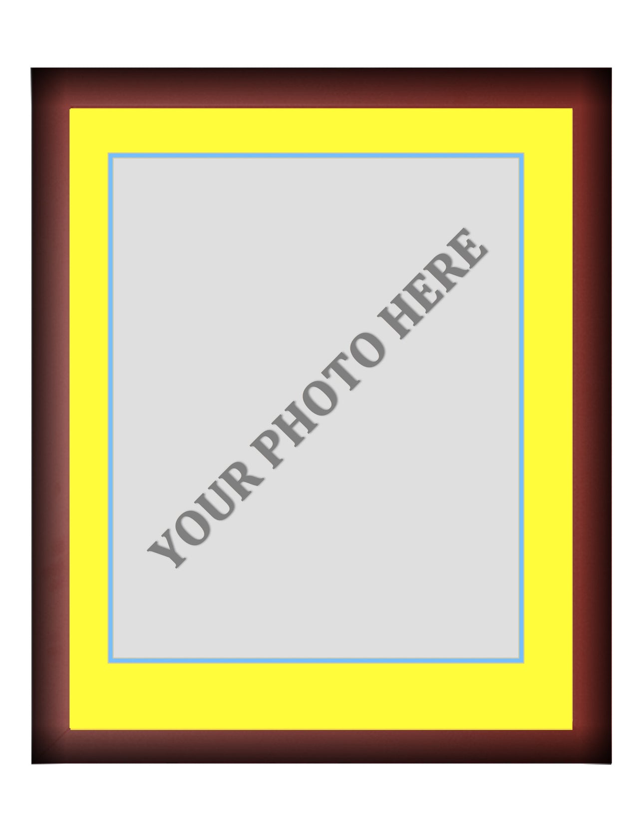 Frame Kit - Cherry Wood Frame | Yellow Matting | Light Blue Trim - Dynasty Sports & Framing 