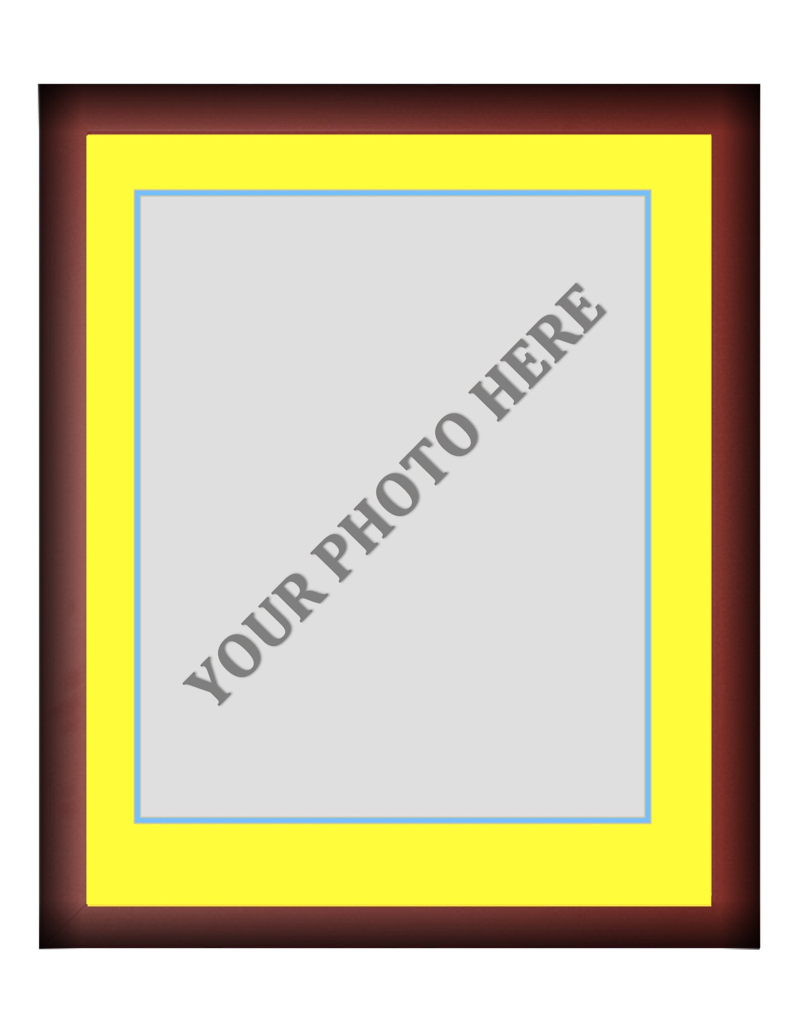 Frame Kit - Cherry Wood Frame | Yellow Matting | Light Blue Trim - Dynasty Sports & Framing 