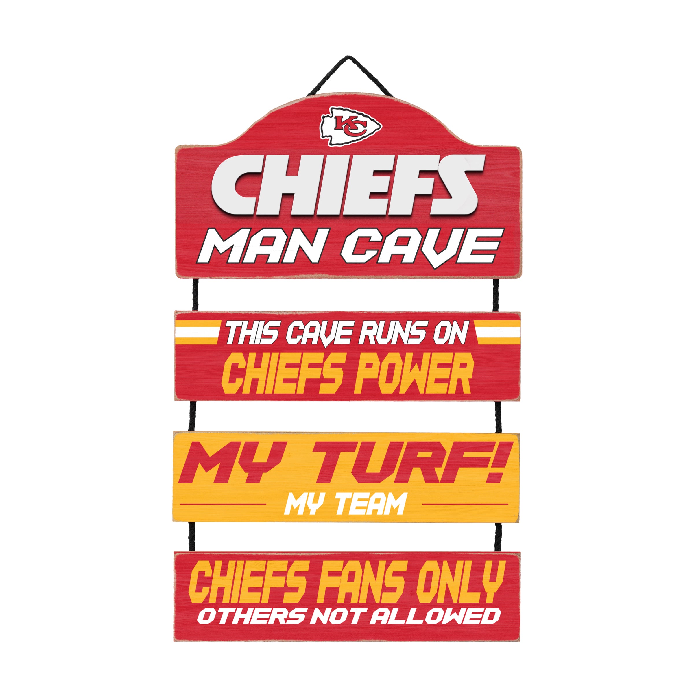 Kansas City Chiefs Wooden Man Cave Dangle Sign - Dynasty Sports & Framing 
