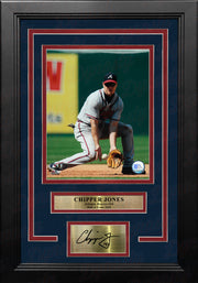Chipper Jones in Action Atlanta Braves 8" x 10" Framed Baseball Photo with Engraved Autograph - Dynasty Sports & Framing 
