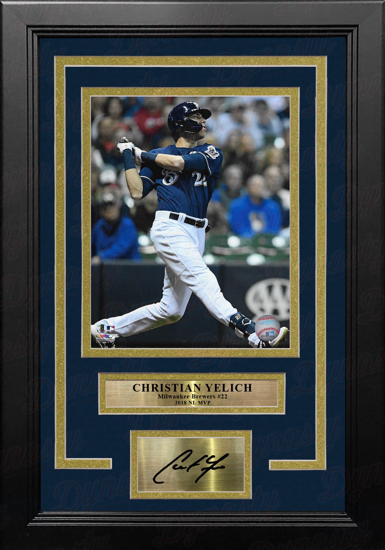 Christian Yelich in Action Milwaukee Brewers 8" x 10" Framed Baseball Photo with Engraved Autograph - Dynasty Sports & Framing 