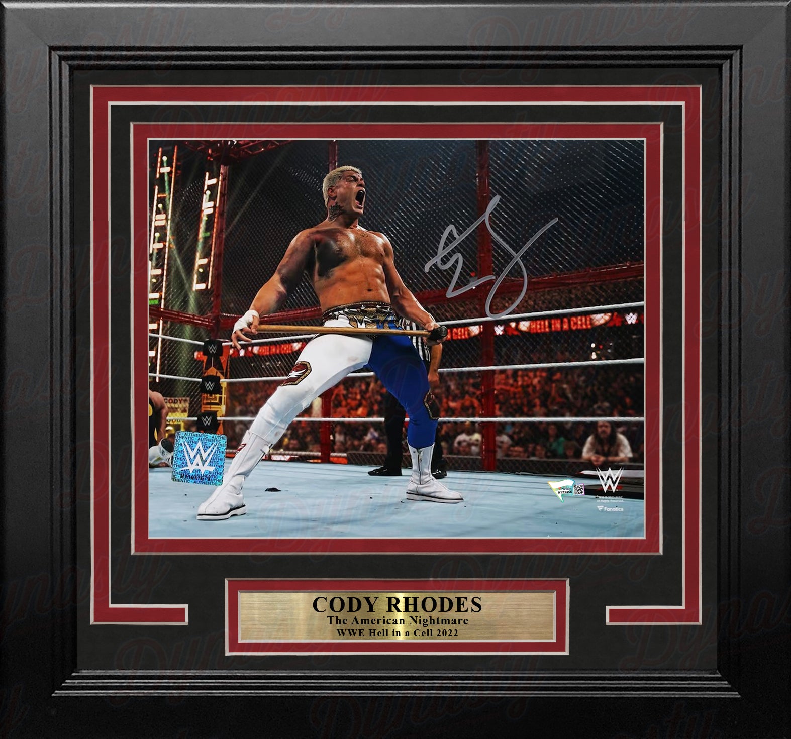 Cody Rhodes Hell in a Cell with a Sledgehammer Autographed 8" x 10" Framed Wrestling Photo - Dynasty Sports & Framing 
