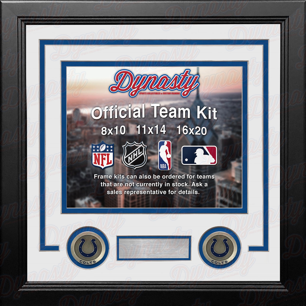 Indianapolis Colts Custom NFL Football 16x20 Picture Frame Kit (Multiple Colors) - Dynasty Sports & Framing 