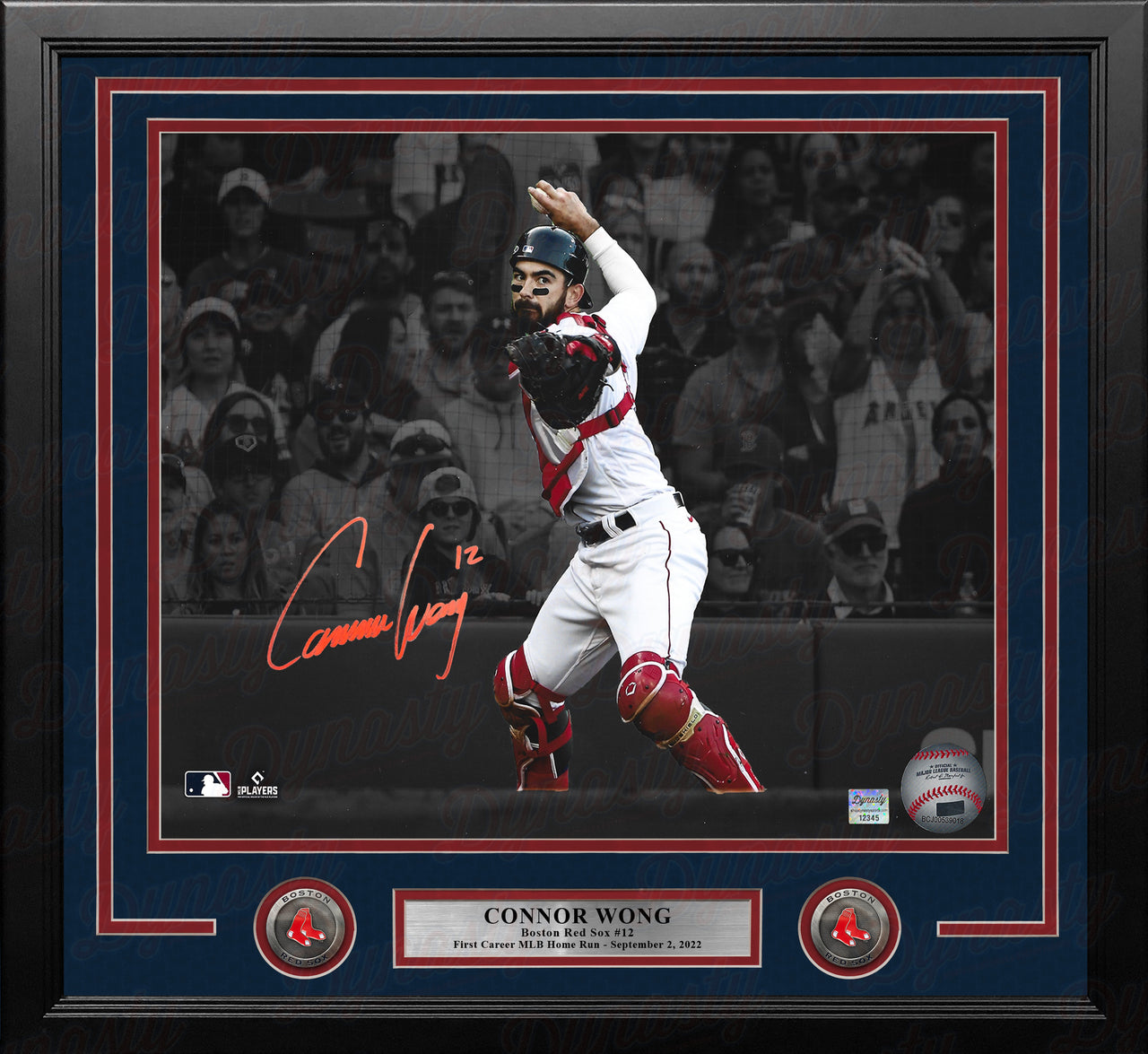 Connor Wong Throwing Action Boston Red Sox Autographed 16" x 20" Framed Spotlight Baseball Photo