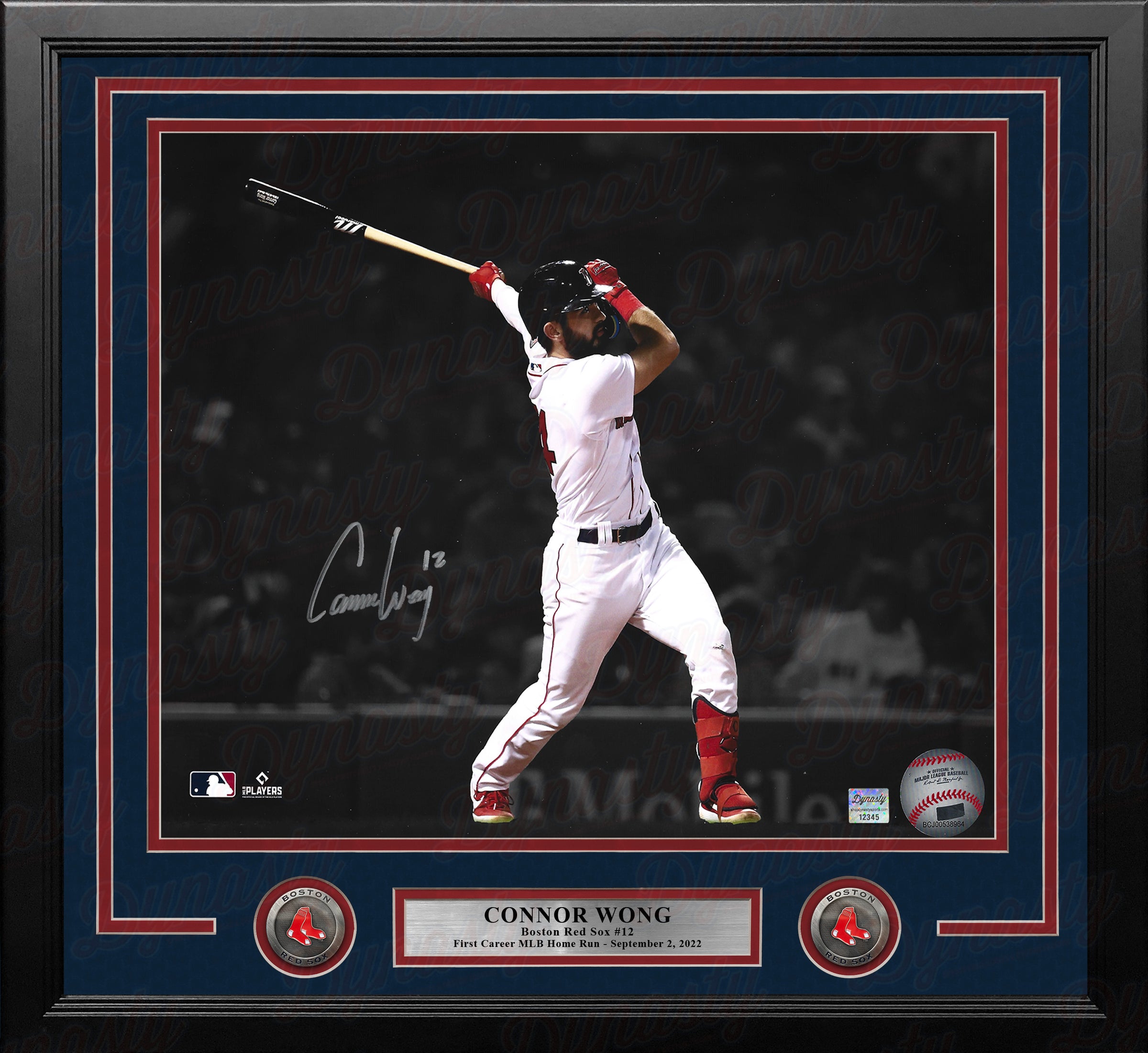 Connor Wong 1st Home Run Boston Red Sox Autographed 16" x 20" Framed Spotlight Photo - Silver