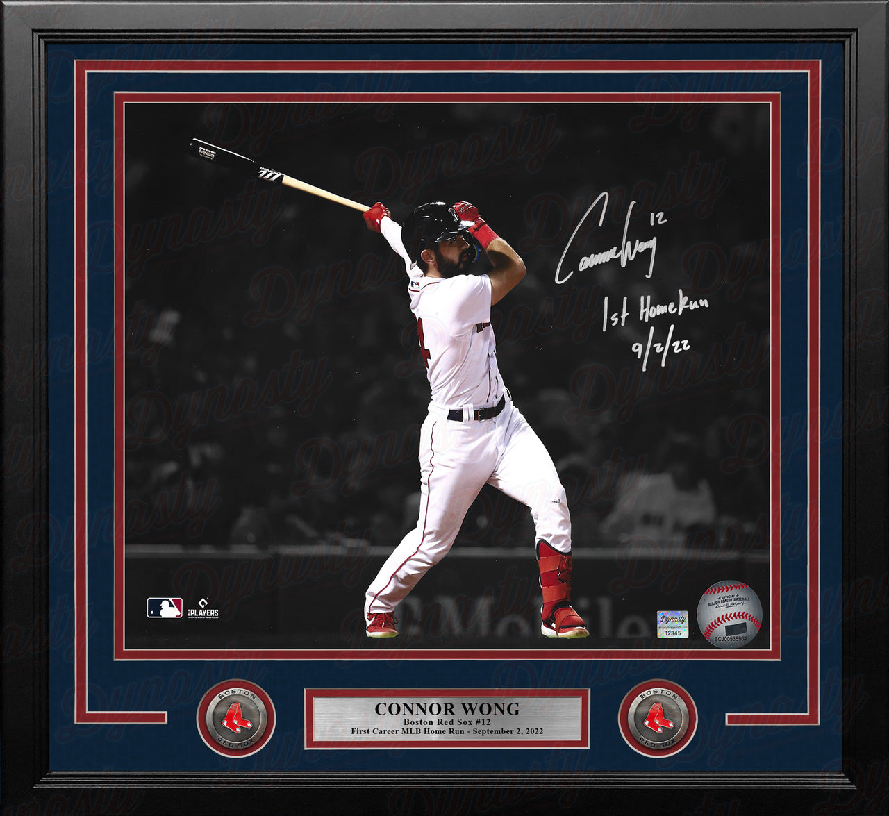 Connor Wong Boston Red Sox Autographed 16x20 Framed Photo Inscr. 1st Home Run with Date - Silver