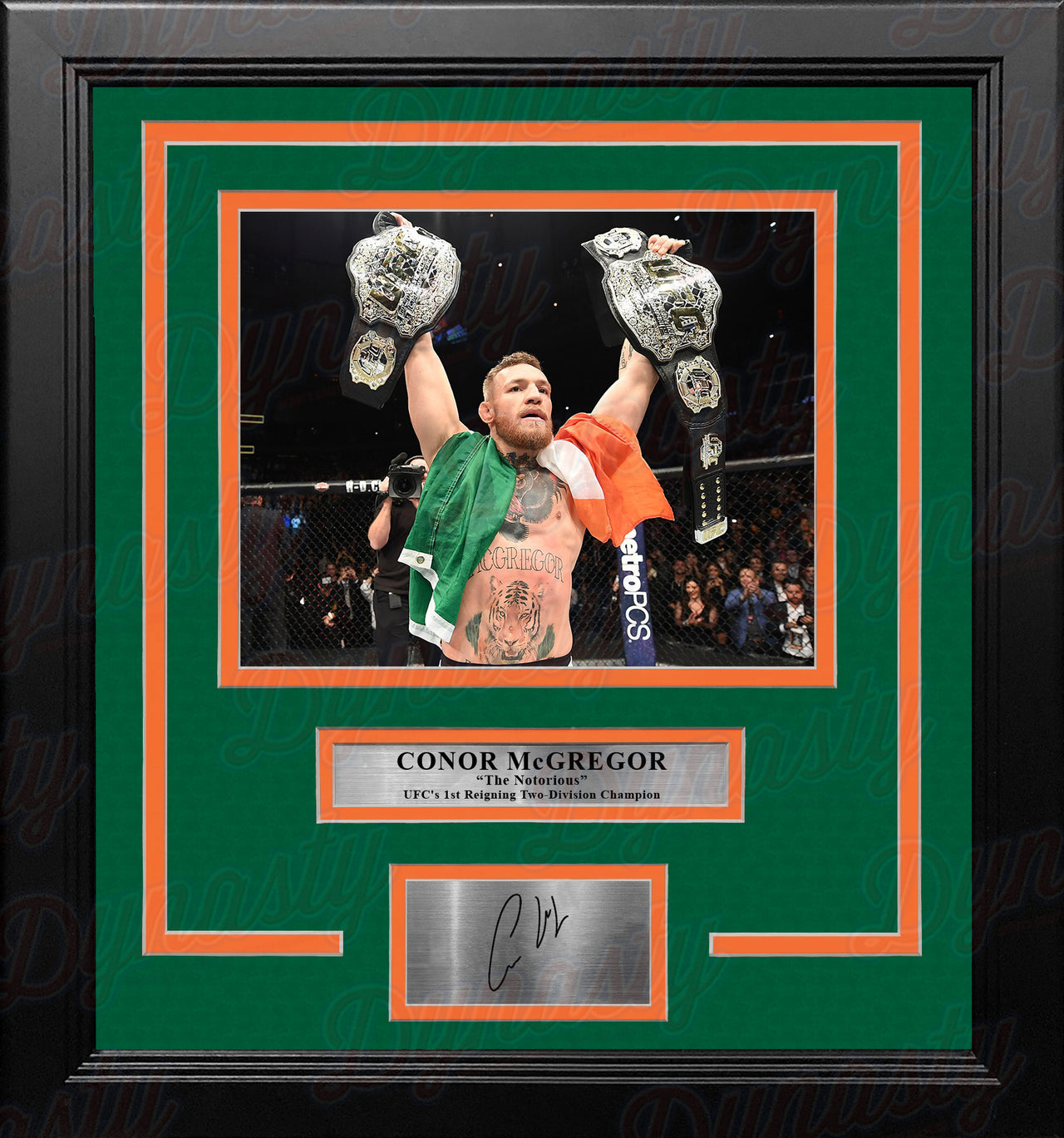 Conor McGregor 2-Division Champion 8" x 10" Framed Mixed Martial Arts Photo with Engraved Autograph - Dynasty Sports & Framing