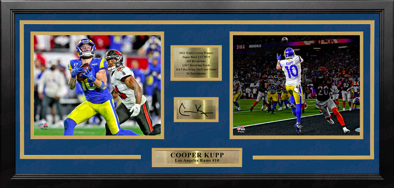 Cooper Kupp LA Rams Framed 2021 Season Football Photo Collage with Stats & Engraved Signature - Dynasty Sports & Framing 