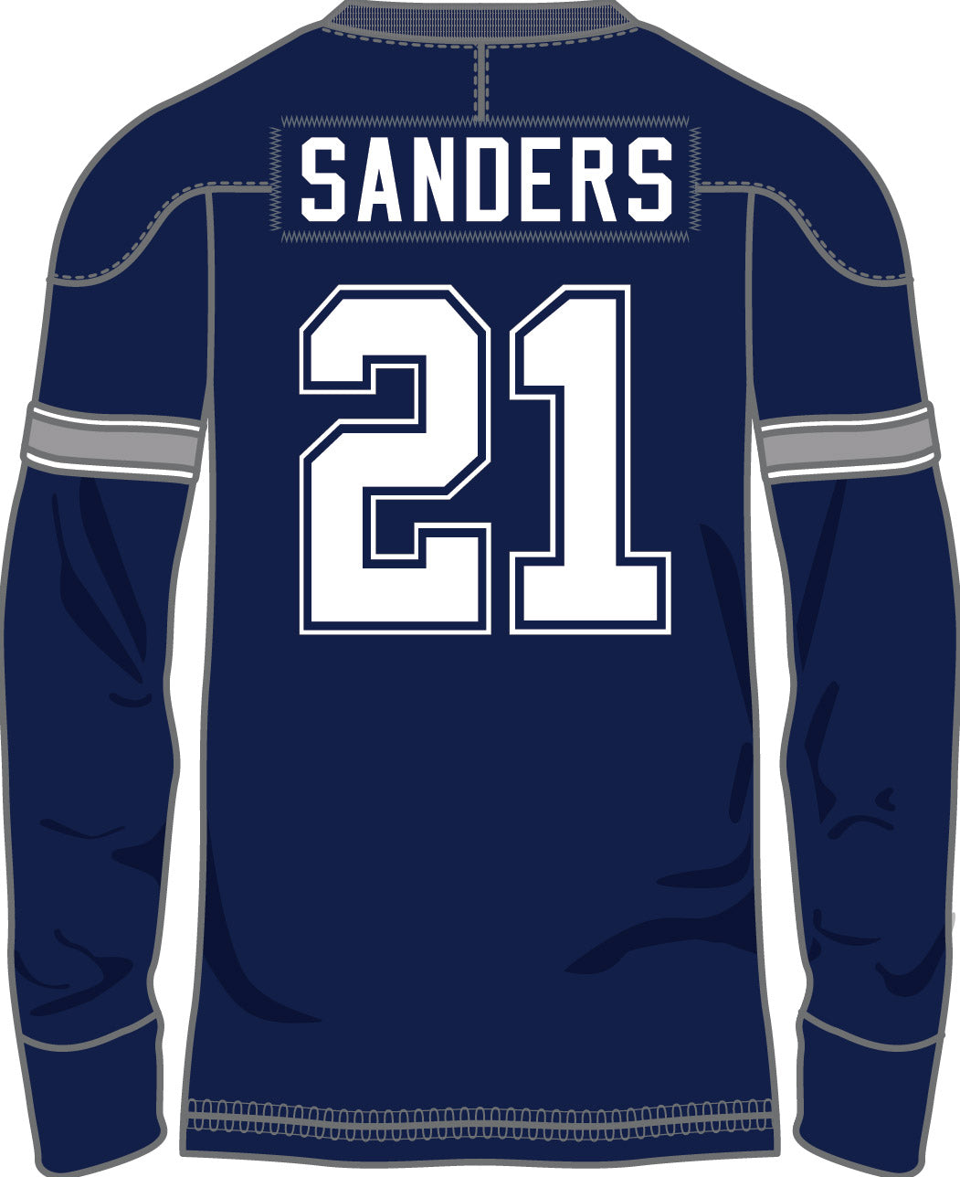Deion Sanders Dallas Cowboys Throwback Retired Player Super Bowl Patch Long Sleeve Shirt - Dynasty Sports & Framing 