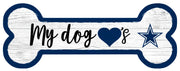 Dallas Cowboys Football Dog Bone White Wooden Sign - Dynasty Sports & Framing 