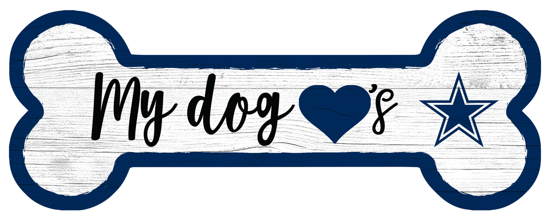 Dallas Cowboys Football Dog Bone White Wooden Sign - Dynasty Sports & Framing 