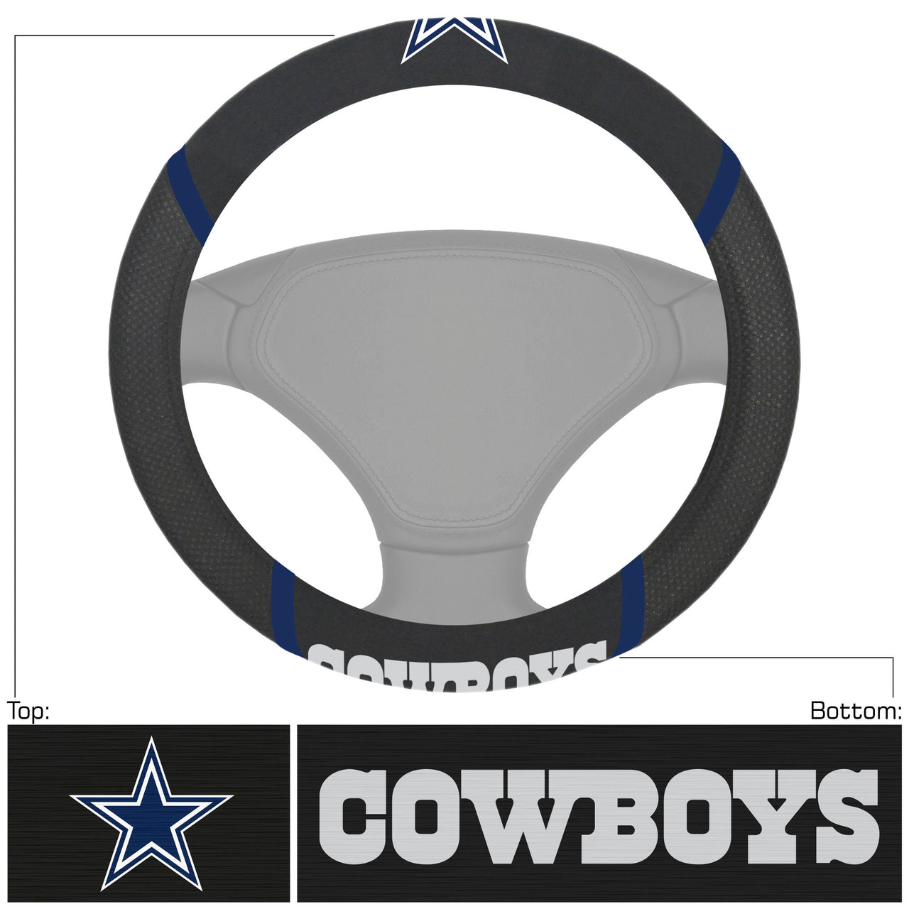Dallas Cowboys NFL Football Deluxe Steering Wheel Cover - Dynasty Sports & Framing 