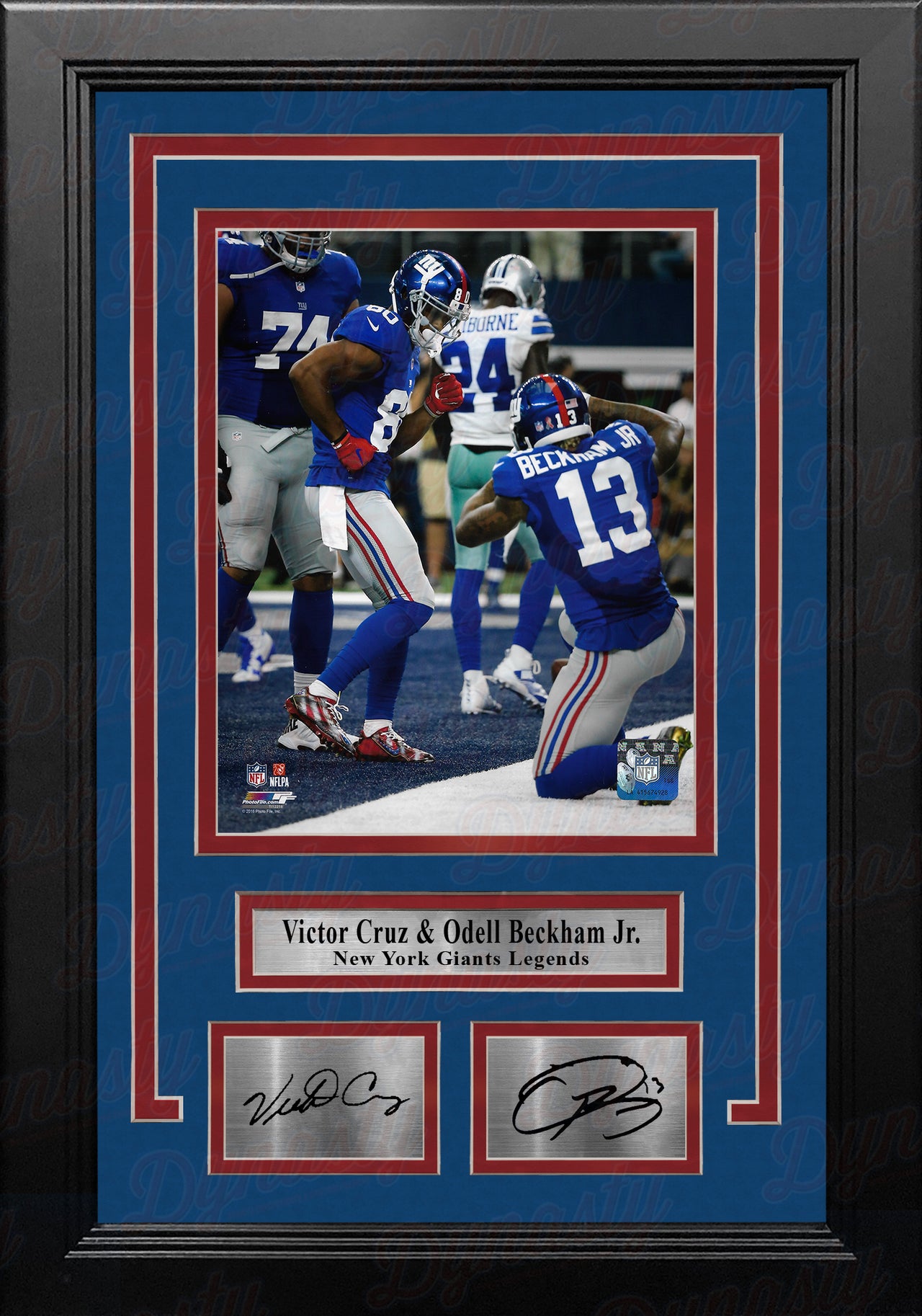 Victor Cruz & Odell Beckham New York Giants 8" x 10" Framed Football Photo with Engraved Autographs - Dynasty Sports & Framing 