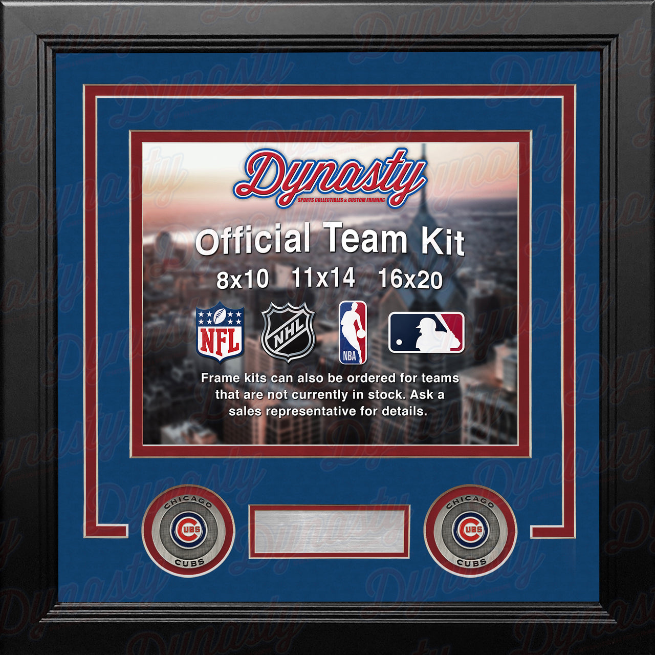 MLB Baseball Photo Picture Frame Kit - Chicago Cubs (Blue Matting, Red Trim) - Dynasty Sports & Framing 