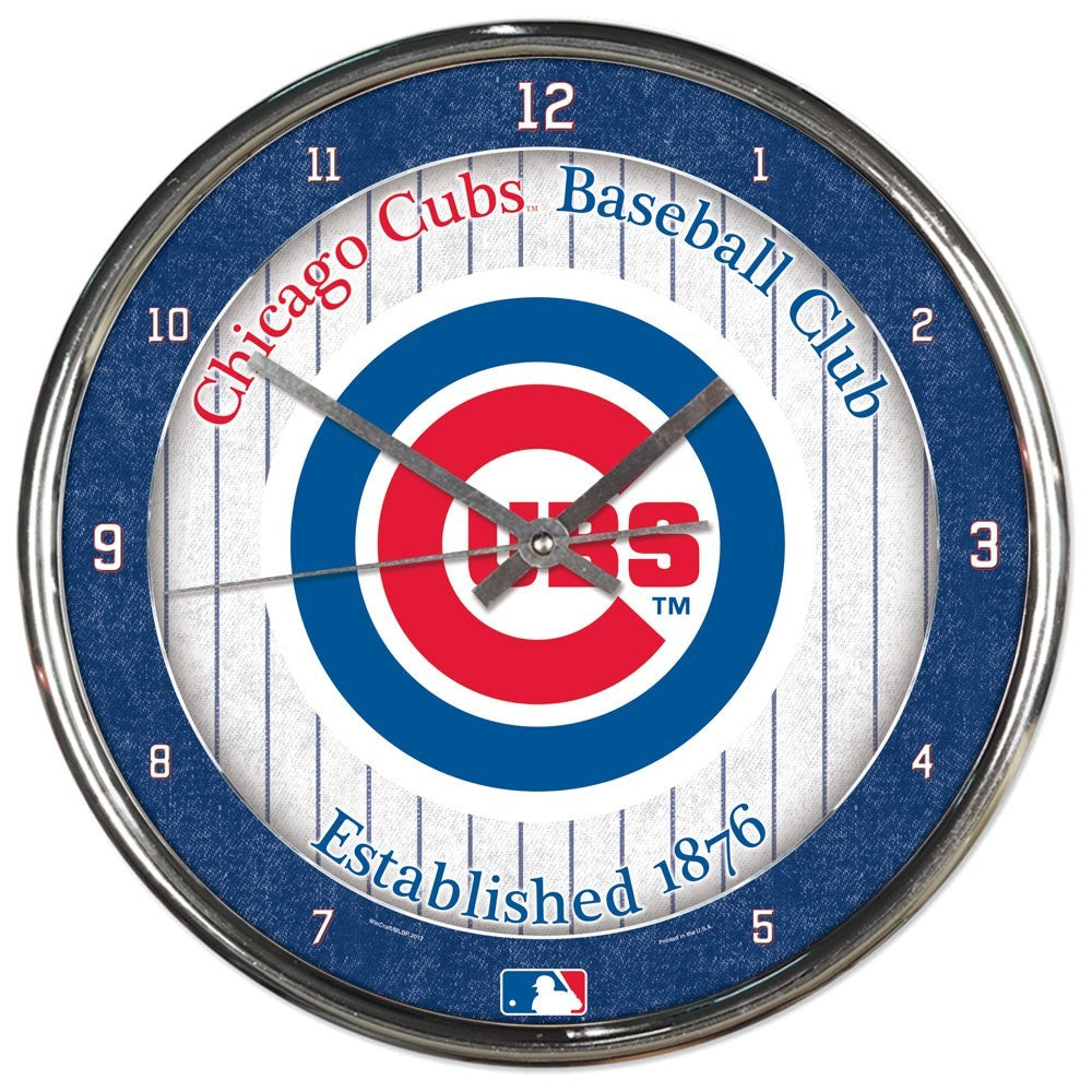 Chicago Cubs Round Chrome Clock - Dynasty Sports & Framing 