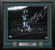 Dallas Goedert Blackout Touchdown Philadelphia Eagles Autographed 11x14 Framed Football Photo - Dynasty Sports & Framing 