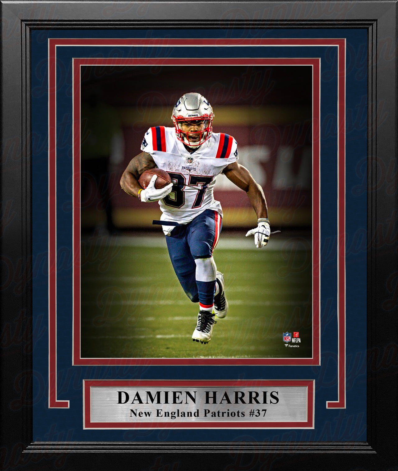Damien Harris Blackout Action New England Patriots 8" x 10" Framed Football Photo - Dynasty Sports & Framing 
