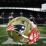 Damien Harris New England Patriots Autographed Camo Mini-Helmet - Dynasty Sports & Framing 