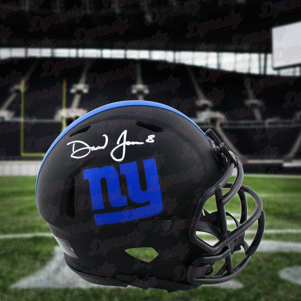 Daniel Jones New York Giants Autographed Football Eclipse Speed Mini-Helmet - Dynasty Sports & Framing 
