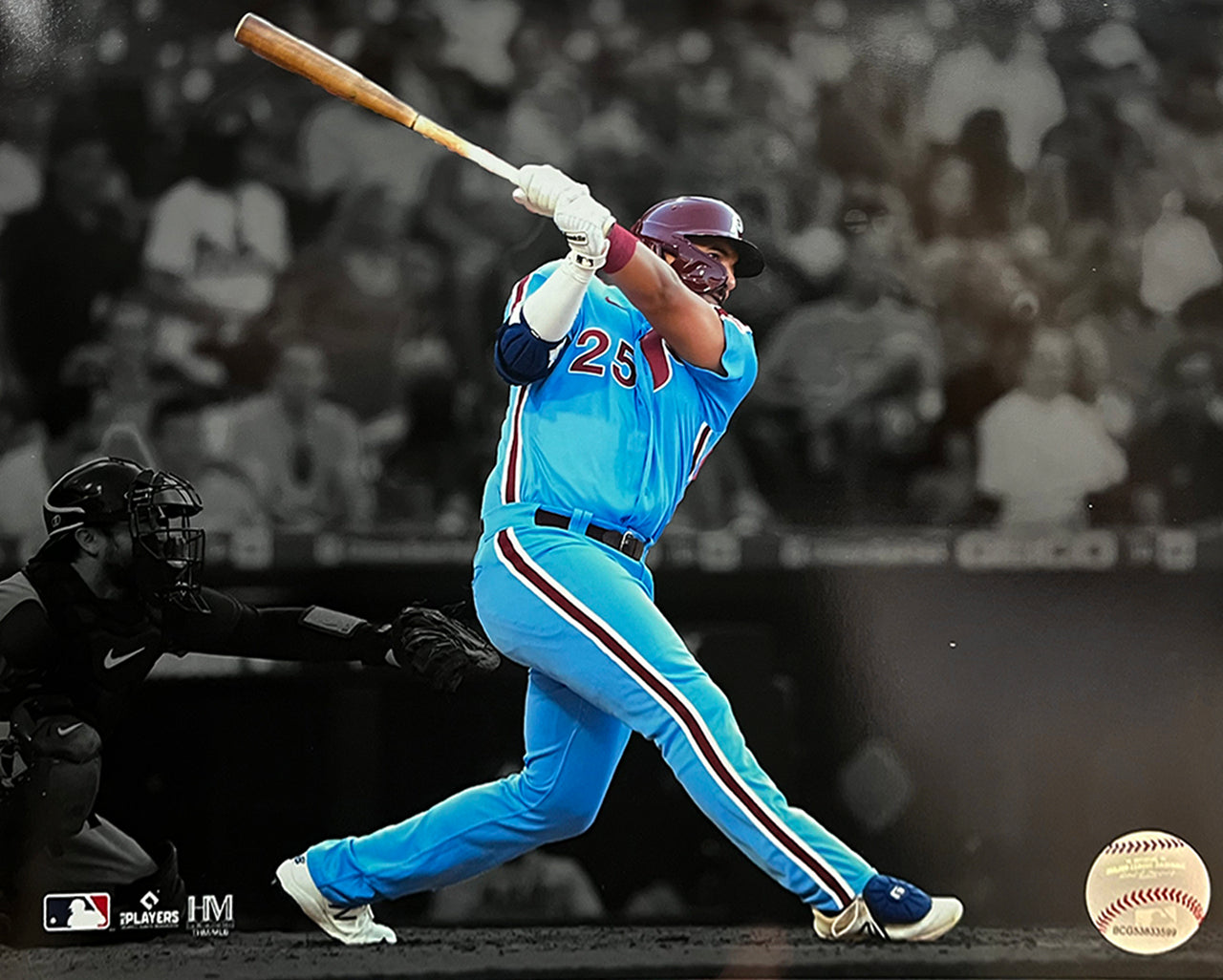Darick Hall First MLB Home Run Philadelphia Phillies 8" x 10" Blackout Baseball Photo - Dynasty Sports & Framing 