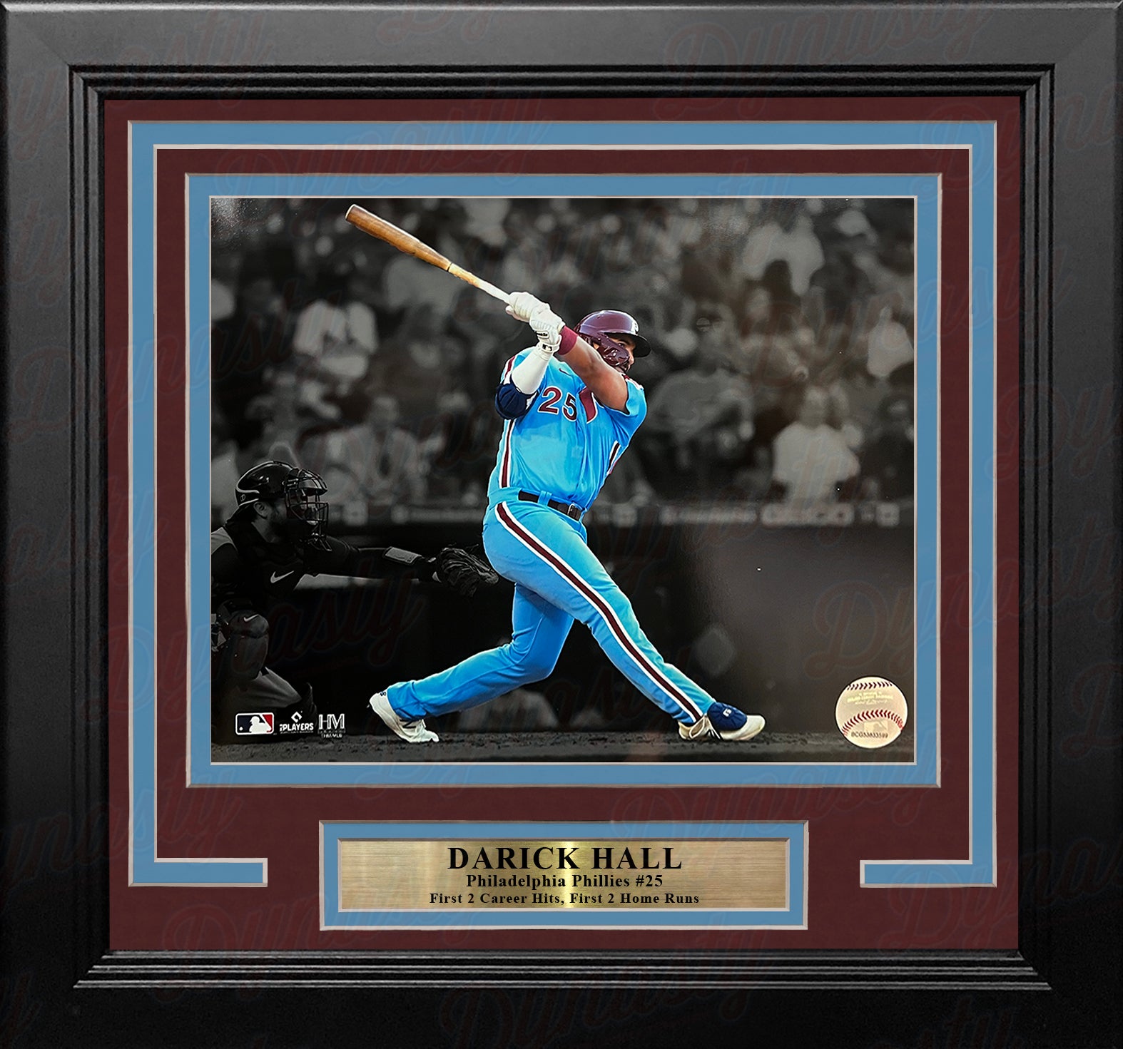 Darick Hall First MLB Home Run Philadelphia Phillies 8" x 10" Framed Blackout Baseball Photo - Dynasty Sports & Framing 