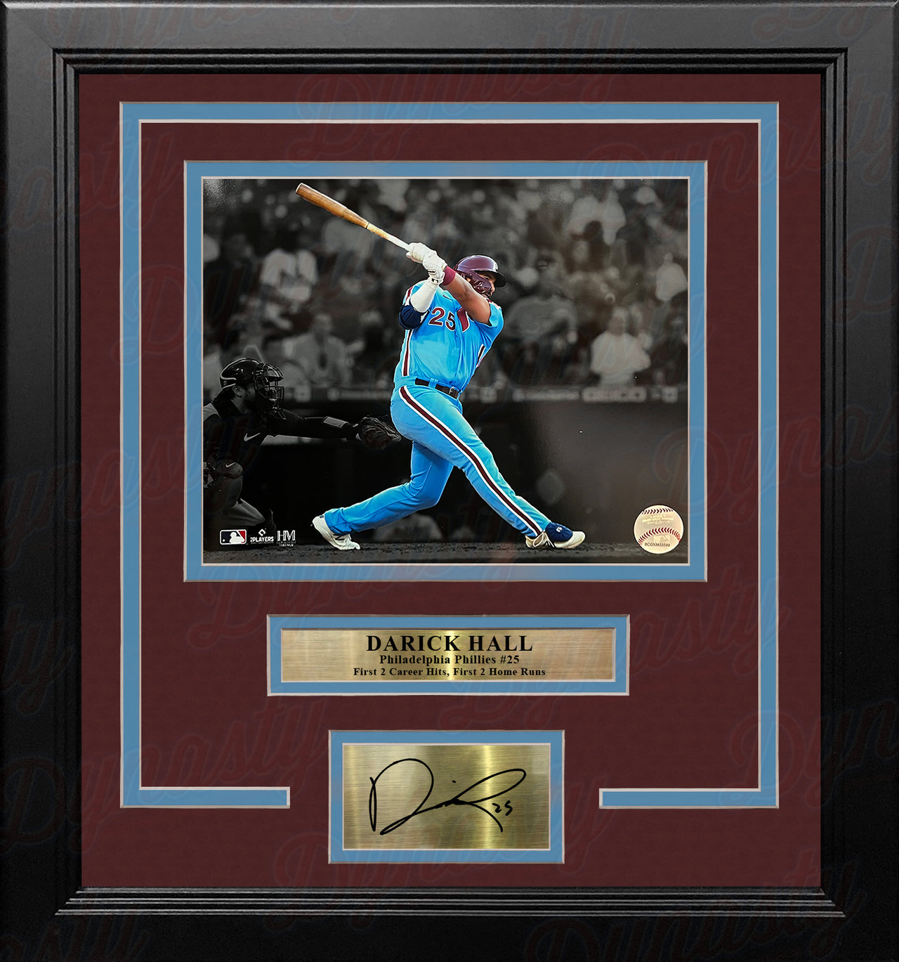 Darick Hall First Home Run Philadelphia Phillies 8x10 Framed Baseball Photo with Engraved Autograph - Dynasty Sports & Framing 