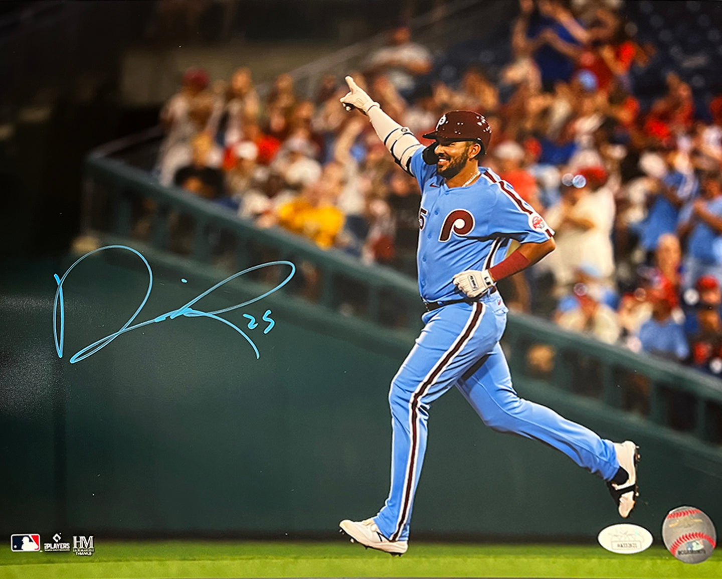 Darick Hall Runs The Bases Philadelphia Phillies Autographed Baseball Photo - Dynasty Sports & Framing 