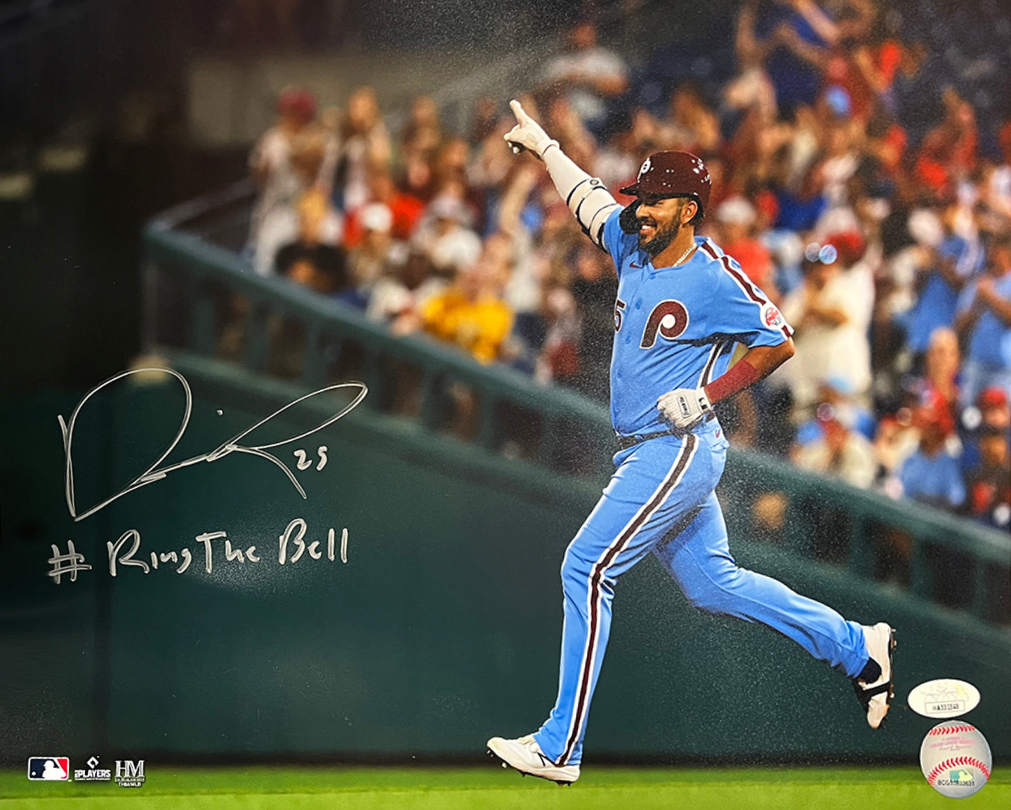 Darick Hall Runs The Bases Philadelphia Phillies Autographed Baseball Photo - Dynasty Sports & Framing 