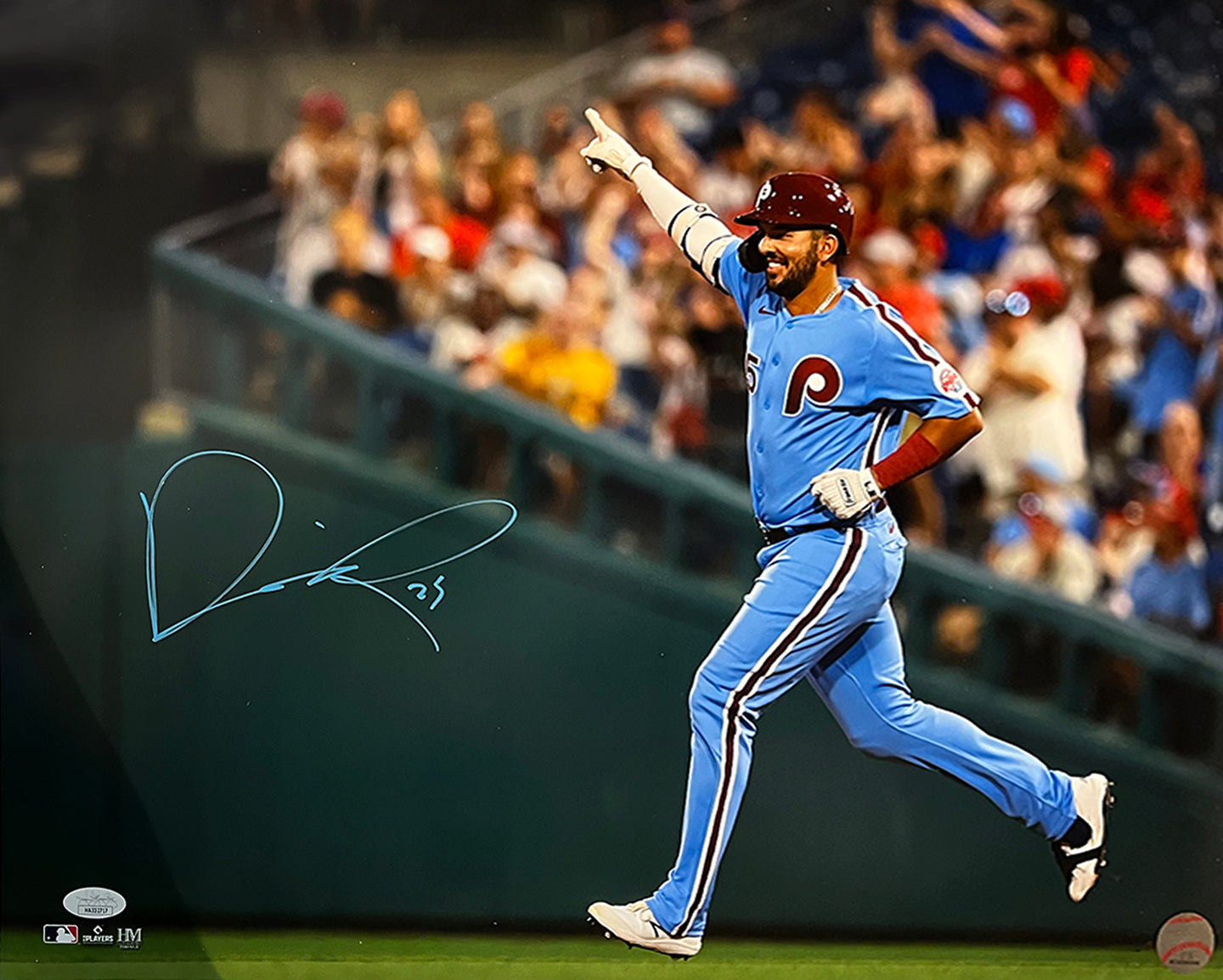 Darick Hall Runs The Bases Philadelphia Phillies Autographed Baseball Photo - Dynasty Sports & Framing 