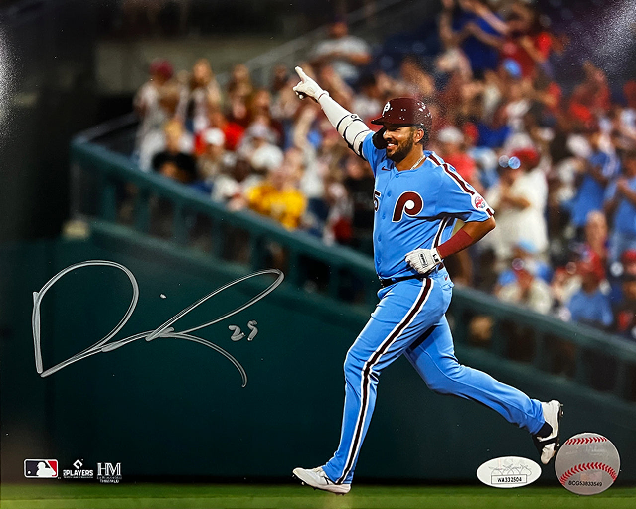 Darick Hall Runs The Bases Philadelphia Phillies Autographed Baseball Photo - Dynasty Sports & Framing 